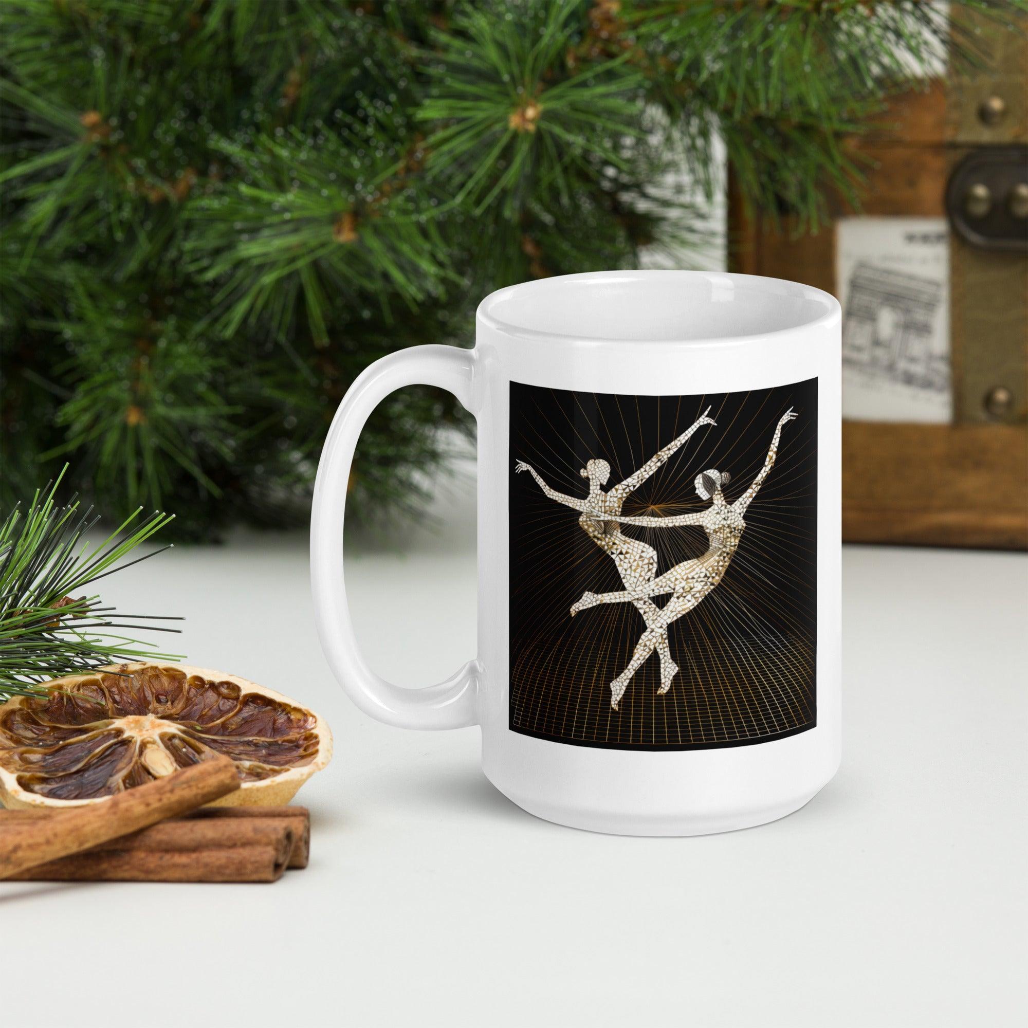 Dance-themed glossy white mug perfect for gift-giving