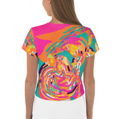 Trendy all-over print crop tee from En Pointe Fashion Statements collection.