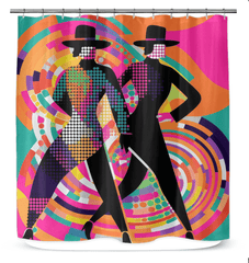 Elegant shower curtain with fashion-forward design from the En Pointe Fashion Statements collection.