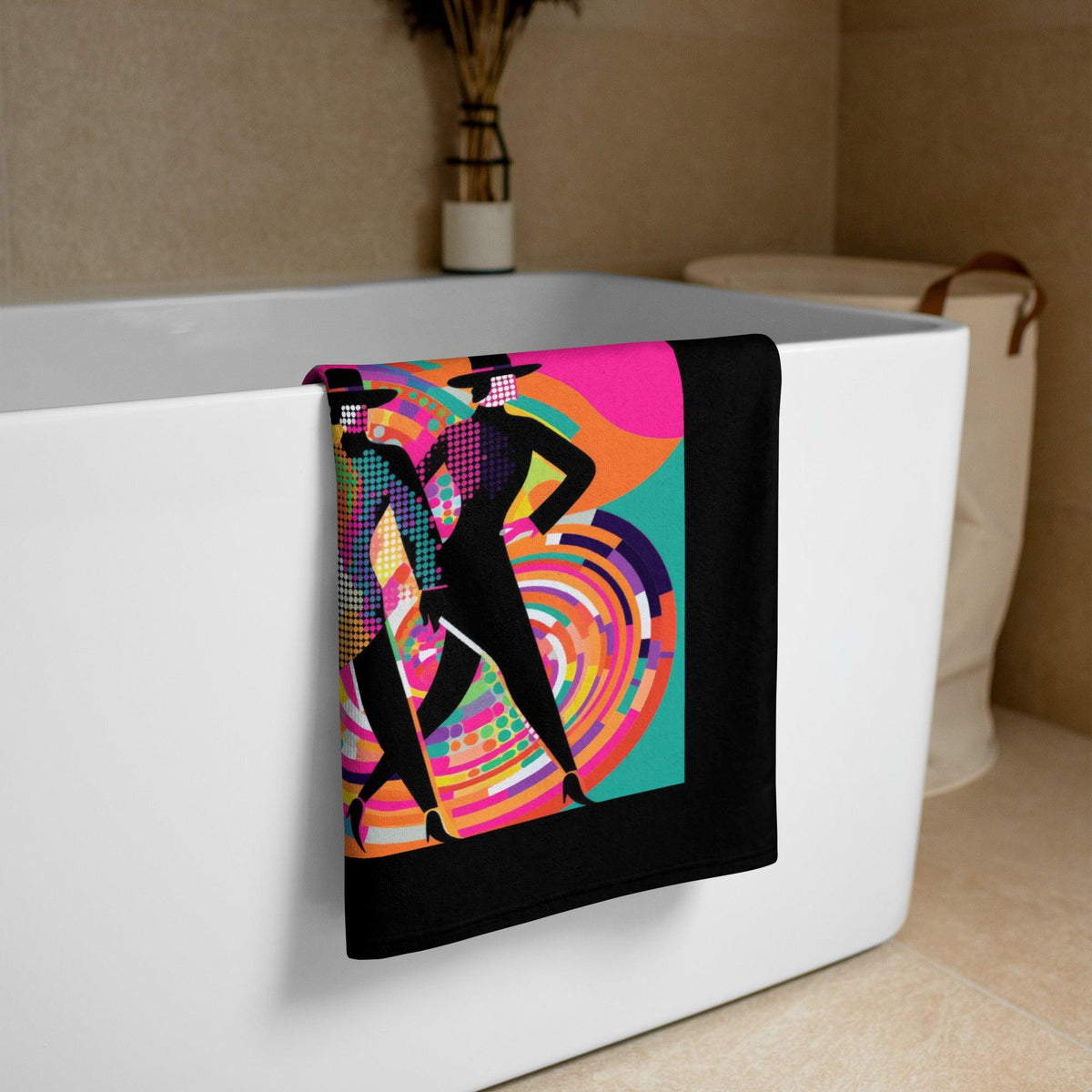 Elegant En Pointe Fashion Statements Towel draped over a bathroom rack.