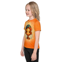 Kids Crew Neck T-shirt with Angelic Peepers artwork.