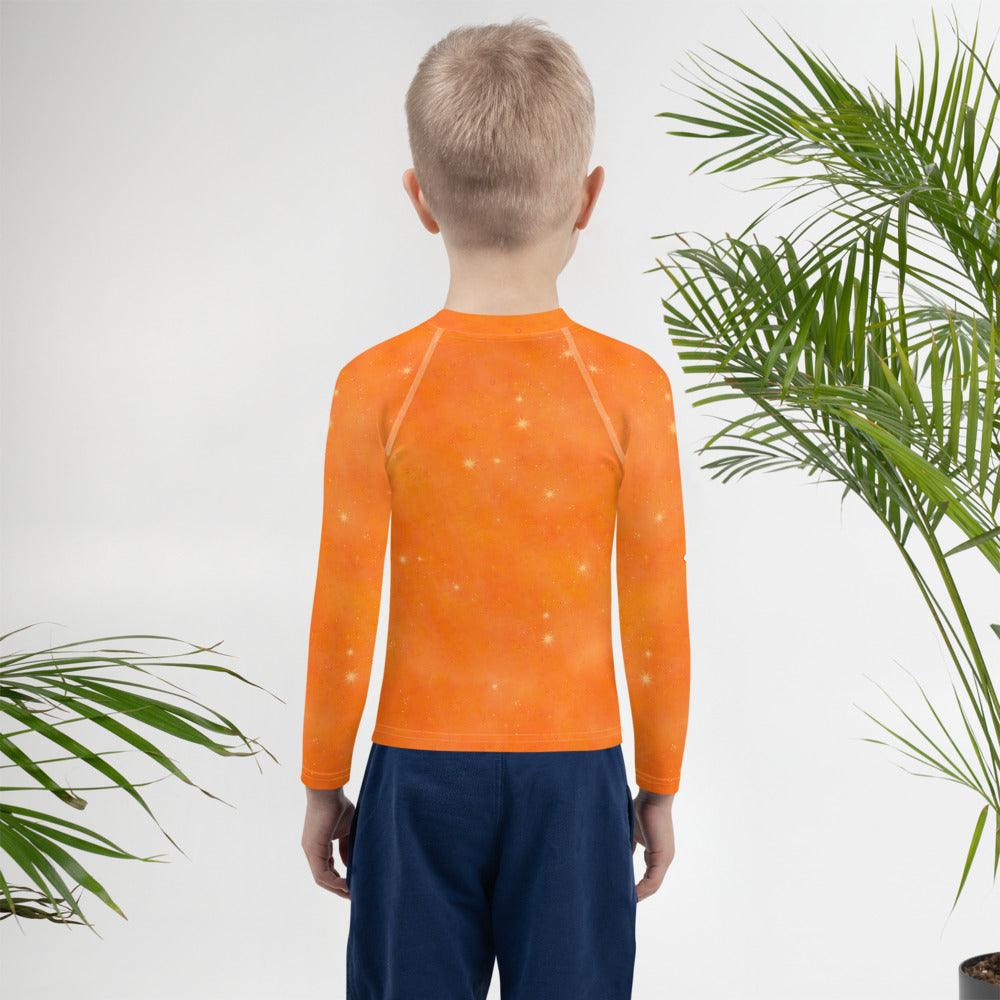 Close-up of the Angelic Peepers design on Kids Rash Guard.