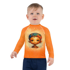Back view of Kids Rash Guard with Enchanted Angelic Peepers design.