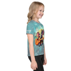 Enchanted Elephant graphic design on children's crew neck T-shirt.