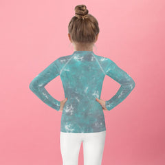 Close-up of the colorful elephant design on Kids Rash Guard.
