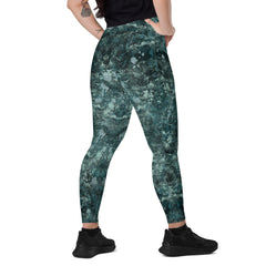 Close-up of crossover waistband on Enchanted Eyes leggings.
