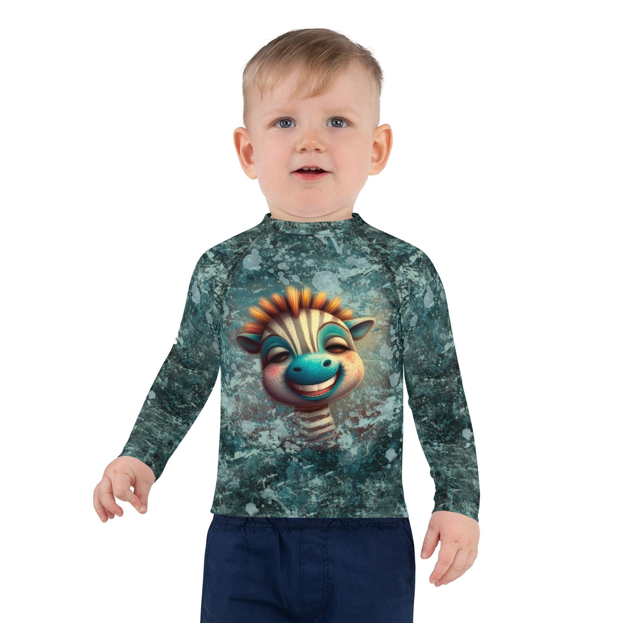 Durable Kids Rash Guard with Giraffe Pattern.
