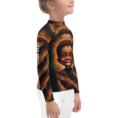 Kid surfing wearing Iris Parade Sun Protective Rash Guard.