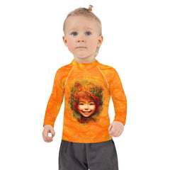 Back view of the Enchanted Iris Kids Rash Guard with UV protection.