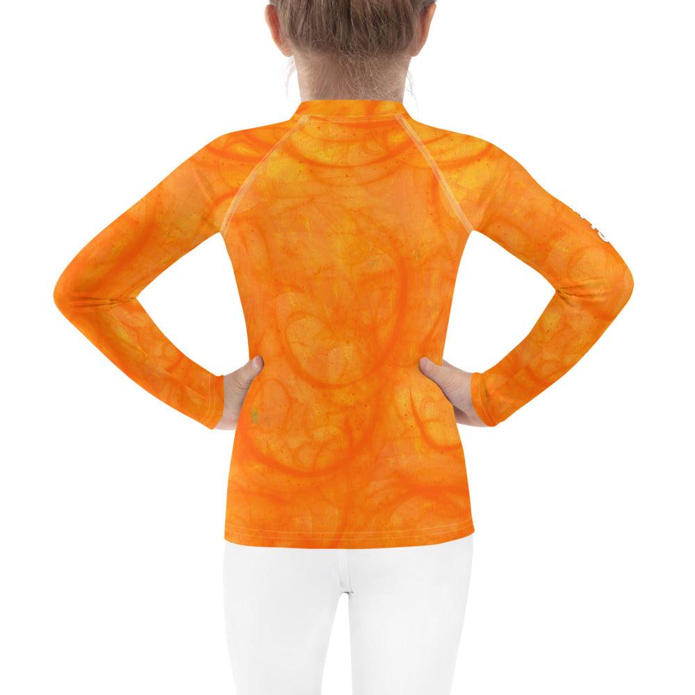 Enchanted Iris Wonder Rash Guard on white background for easy shopping.
