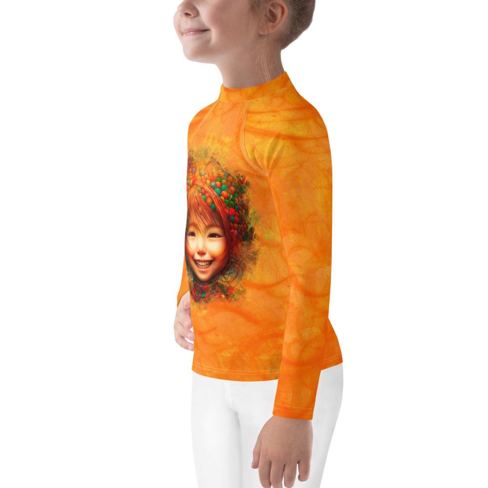 Group of children wearing Enchanted Iris Wonder Rash Guards at pool.
