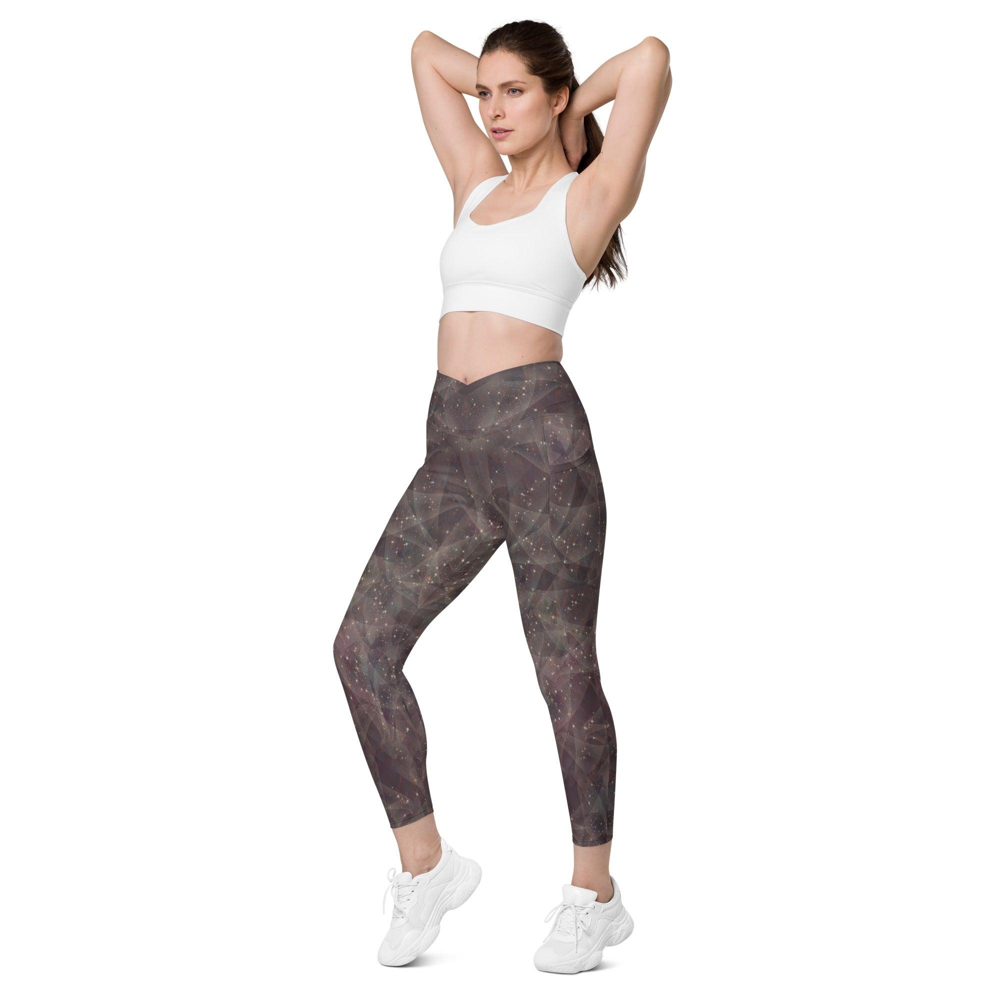 Fashion-forward Enchanted Pupil leggings with crossover waist.