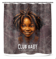Artistic pupil portrait design on shower curtain for modern bathrooms.