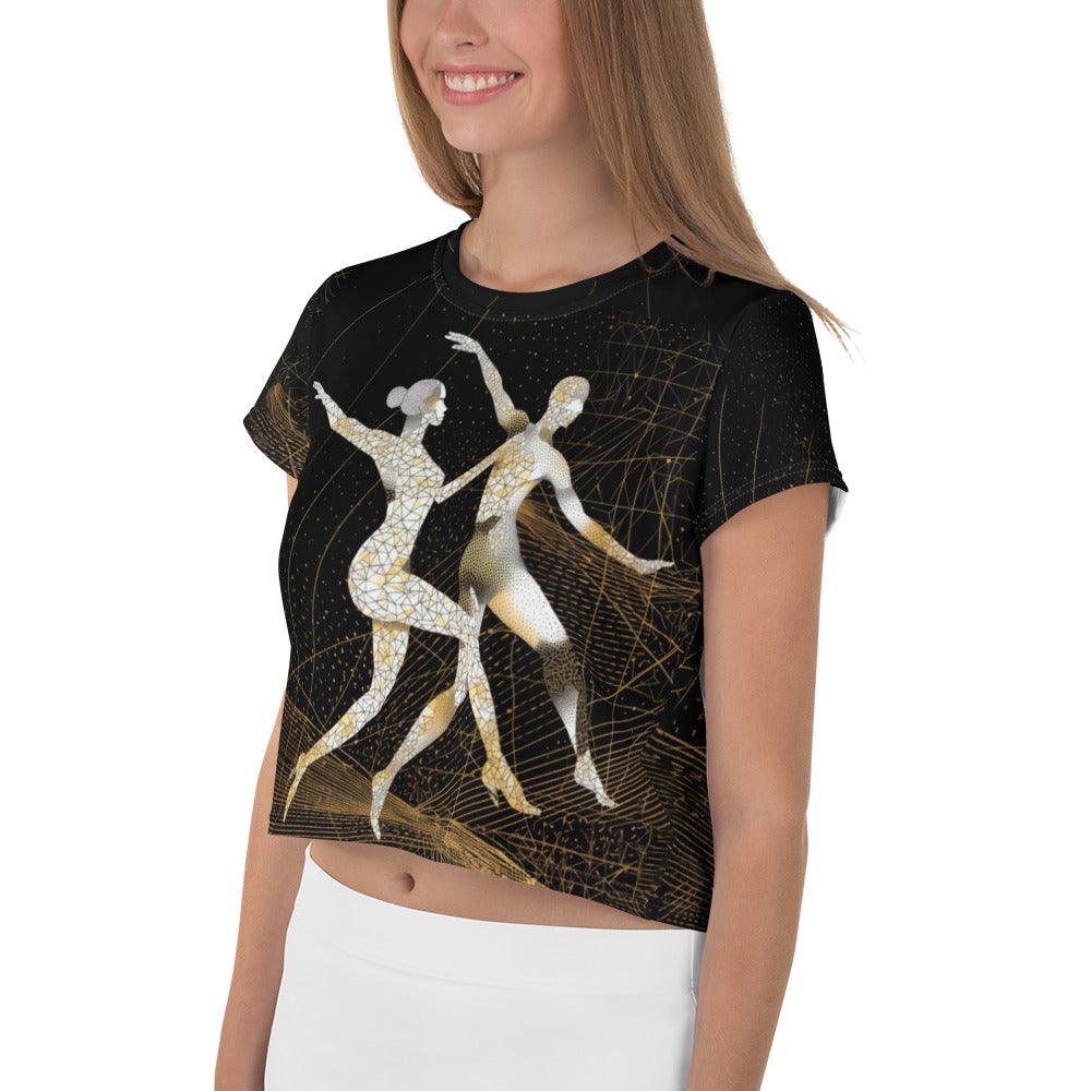 Close-up of Enchanting Balletic Fashion crop tee's intricate print.