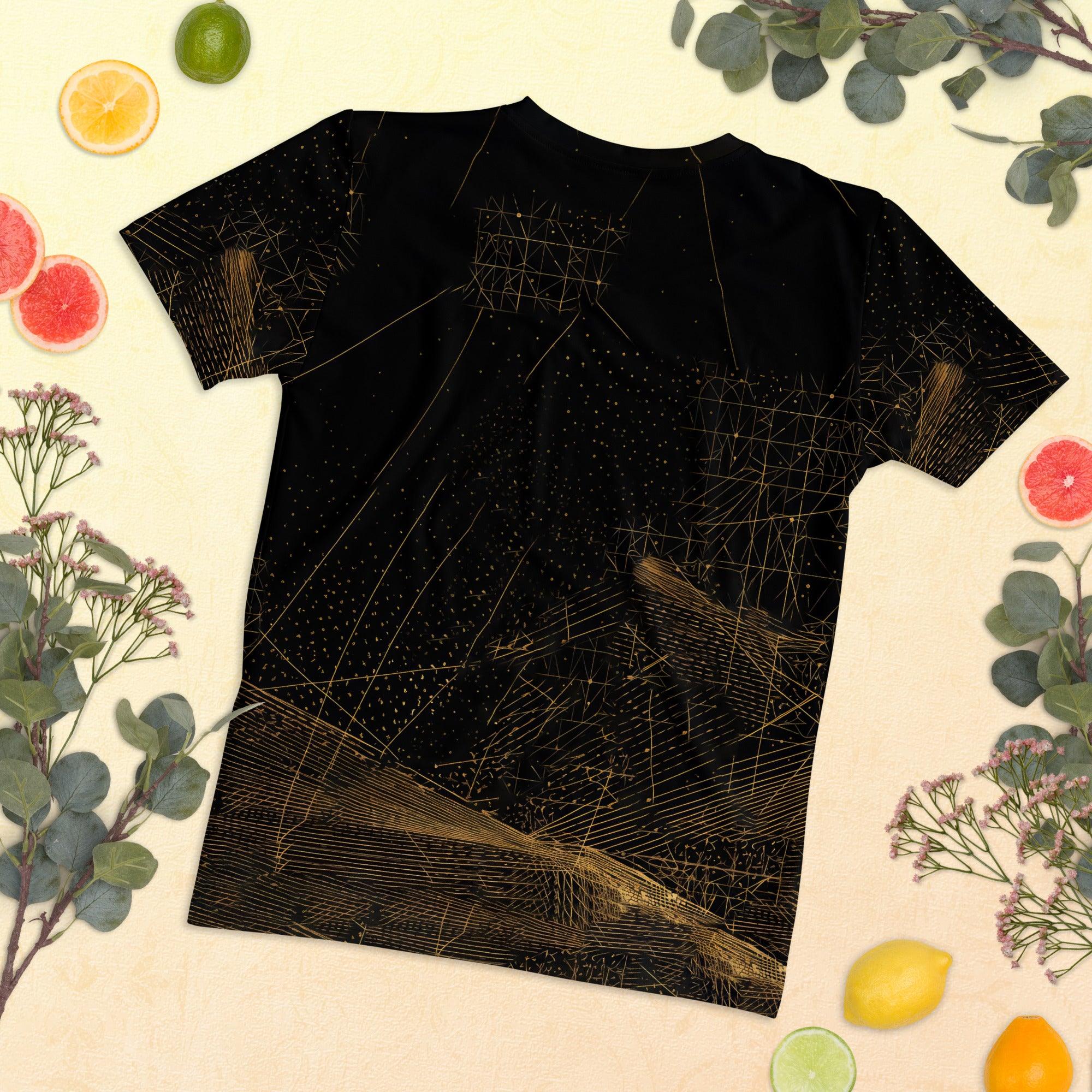 Close-up of the balletic design on women's fashion t-shirt