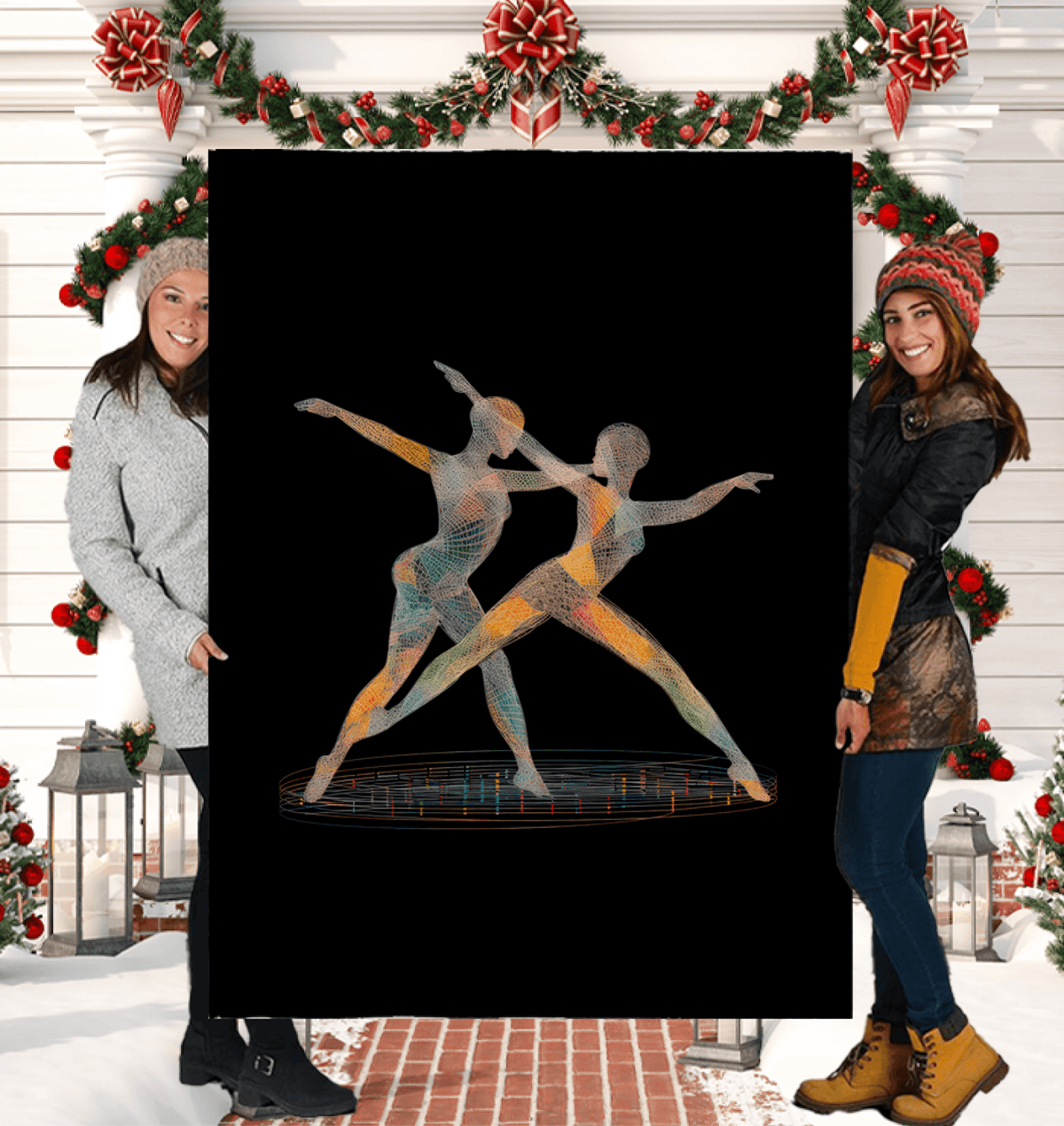 Cozy Sherpa Blanket featuring Enchanting Dance of Women - Ideal for Home Decor.