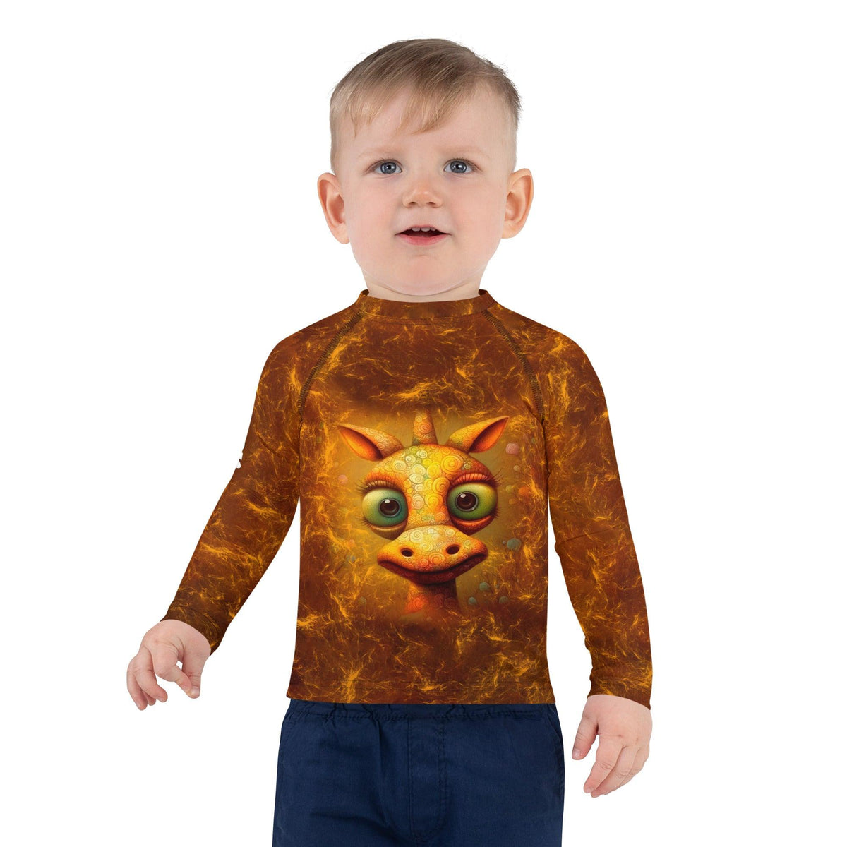 Enchanting Giraffe Glimmers Rash Guard Front View