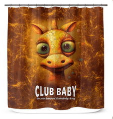Enchanting giraffe design glimmering on a shower curtain.
