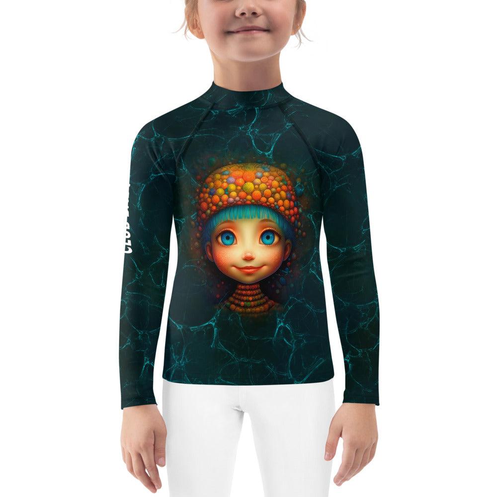 Enchanting Giraffe Glimmers Kids Rash Guard Front View