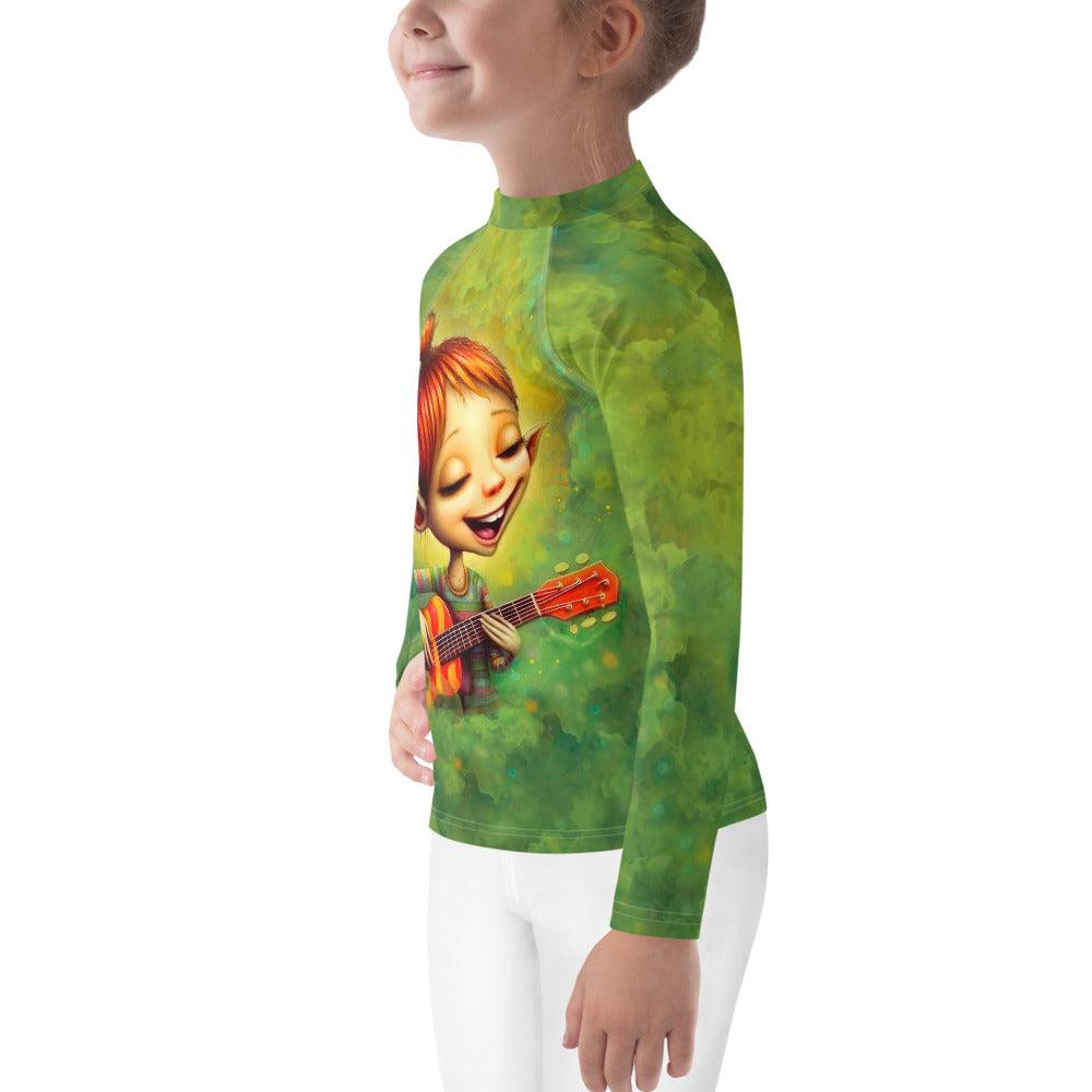 Enigmatic Sprite Stares Rash Guard for outdoor play.