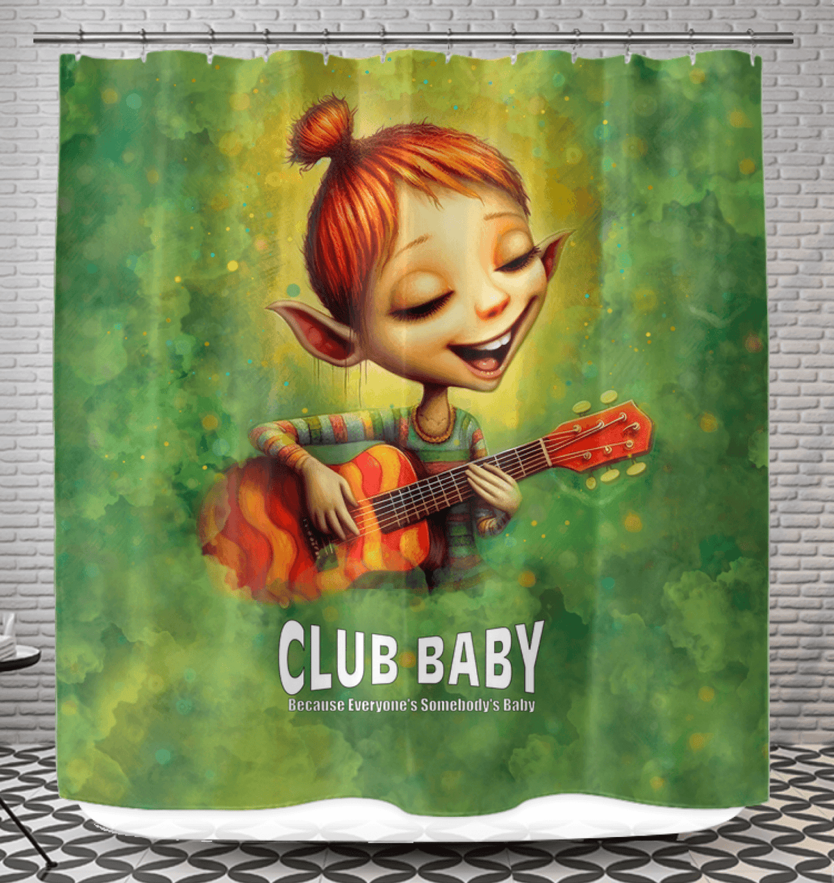 Mystical sprite shower curtain with captivating stare, ideal for magical decor.