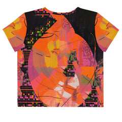 Art-inspired balletic style crop tee with stunning all-over design.