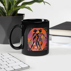 Elegant black glossy mug with balletic style design, perfect for modern homes.