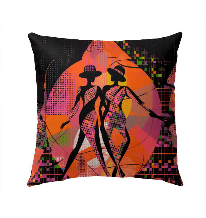 Enraptured Balletic Style pillow on an outdoor lounge chair