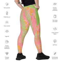 Close-up of crossover waistband on Enraptured dance leggings