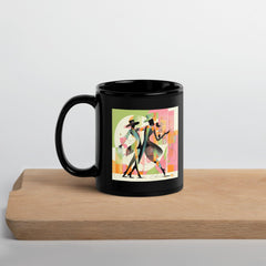 Enraptured dance-themed glossy black coffee mug.
