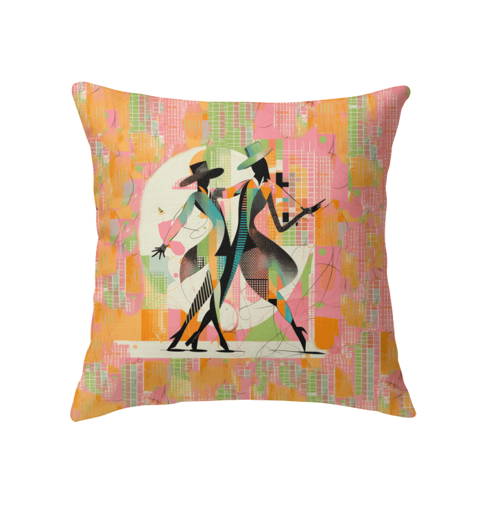 Enraptured Women's Dance Form design on an indoor pillow in a cozy room setting.