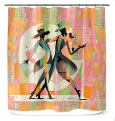 Close-up of Enraptured Women's Dance Form Shower Curtain design