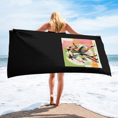 Enraptured women's towel with dance-inspired design displayed.