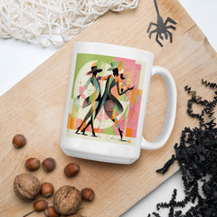 Enraptured women's dance form design on a glossy white coffee mug.