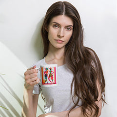 Ethereal Balletic Fashion White Glossy Mug on a cozy morning table setting.