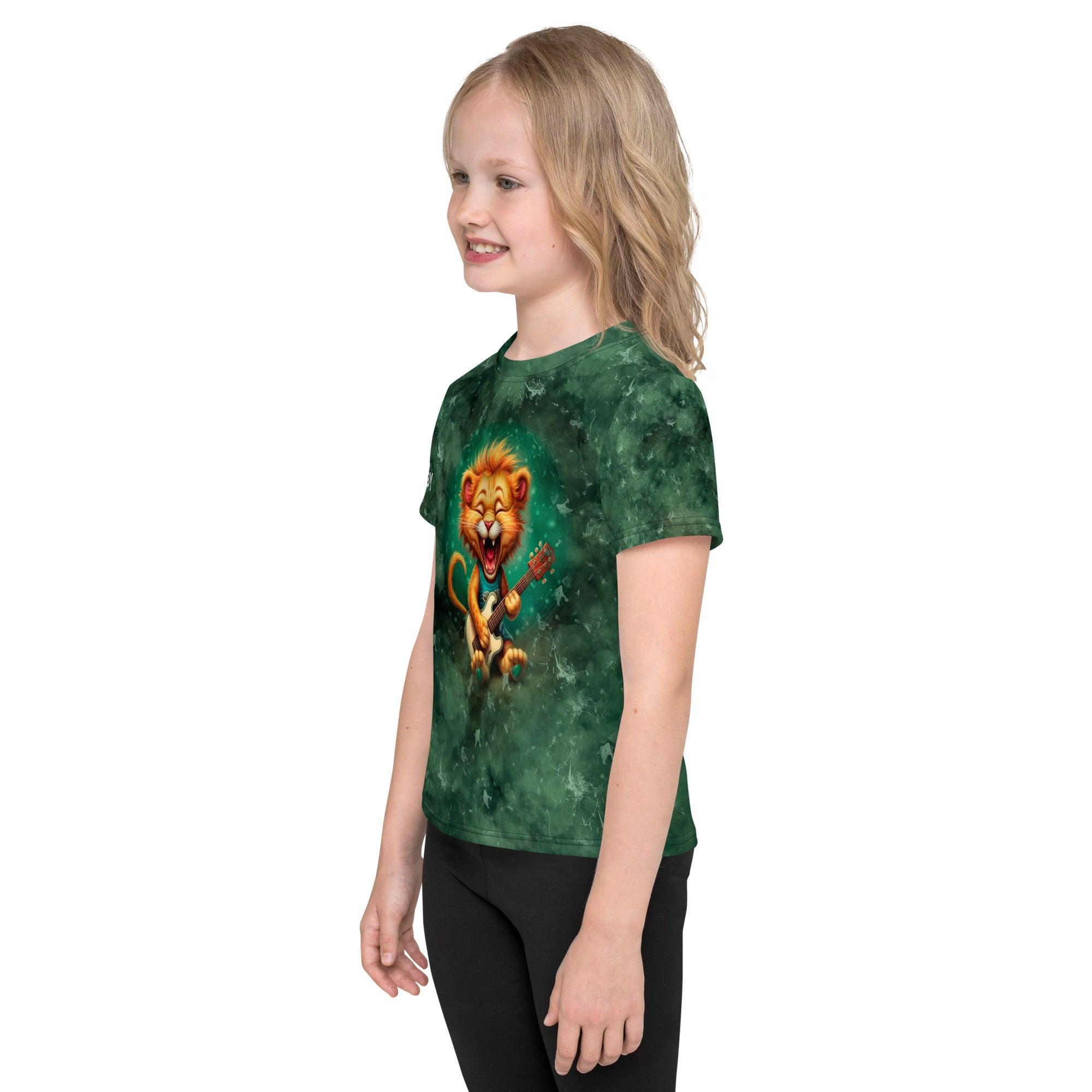 Ethereal Feline Beauties T-shirt on display - Kids size with cat motifs.