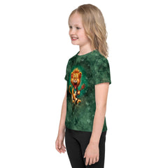 Ethereal Feline Beauties T-shirt on display - Kids size with cat motifs.