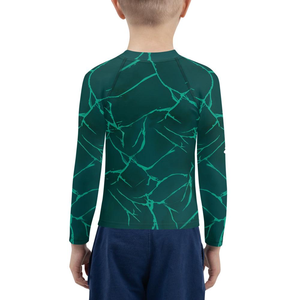 Close-up of Ethereal Innocence Rash Guard fabric and pattern.