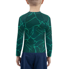 Close-up of Ethereal Innocence Rash Guard fabric and pattern.