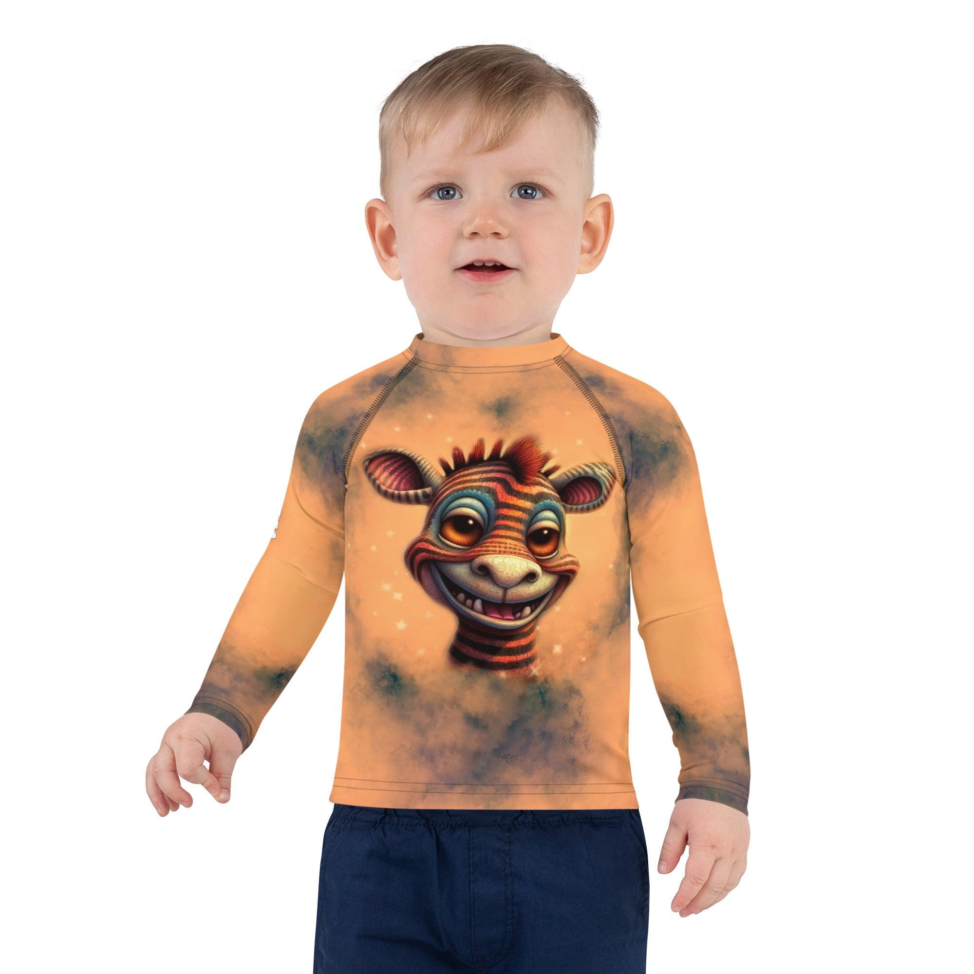 Child Swimming in Pool Wearing Long-Lashed Beauties Rash Guard.