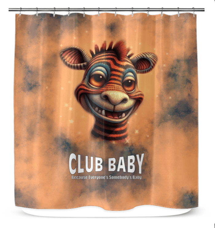 Ethereal beauty-themed shower curtain featuring long lashes design.