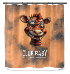 Ethereal beauty-themed shower curtain featuring long lashes design.