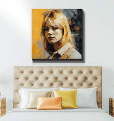 Ethereal Melodies wrapped canvas as the focal point in a modern decor.
