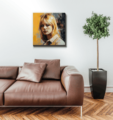 Bright and airy study room adorned with Ethereal Melodies canvas.