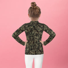 Ethereal Tiger Rash Guard for kids laid flat.