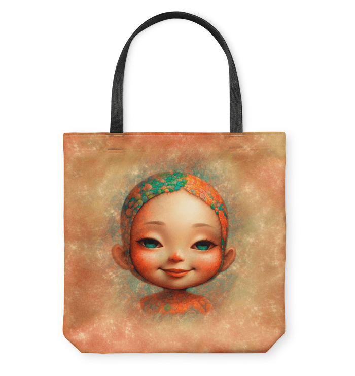 Stylish Basketweave Tote Bag with Youthful Gazes Print.