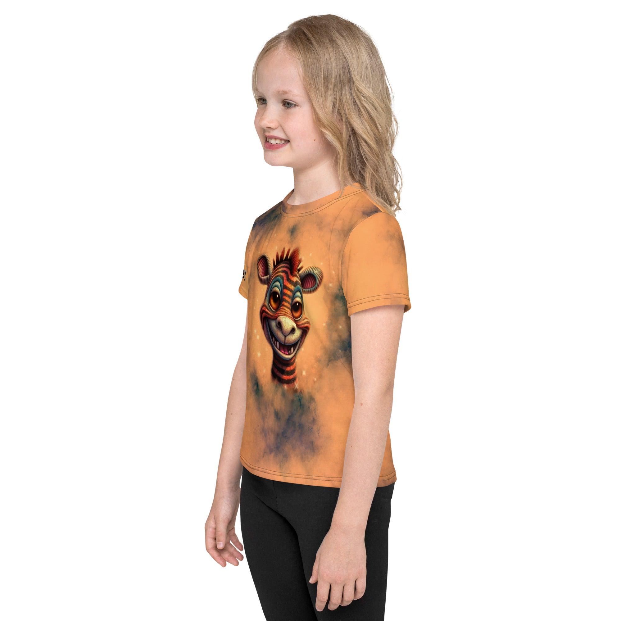 Child in Ethereal Youthful Gazes T-shirt laughing with friends.