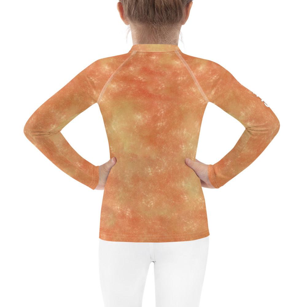 Close-up of Ethereal Youthful Gazes Rash Guard fabric detail.