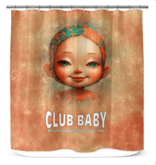Artistic Ethereal Youthful Gazes print on shower curtain.