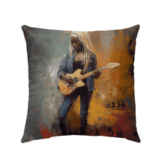 Experimental Soundwave design on outdoor pillow for music enthusiasts.